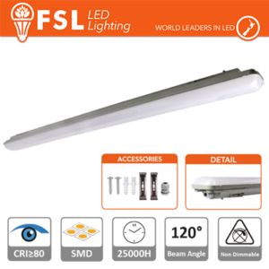 Plafoniera Stagna 36W - 4000K 3100LM >120Âº 1198x85x66mm IP65
