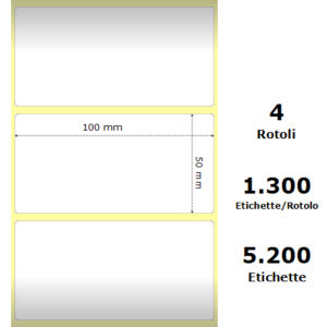 White 100x50mm,1300 Et/Rotolo Z-2000D,3.9x2x1 Core,circonferenza 108mm