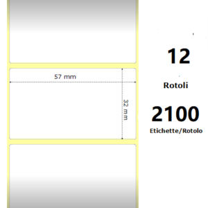 White 57x32mm, 2100Et/Rotolo Z-2000D 2.25x1.25x1Core,circonferenza 111mm
