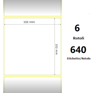 White 102x102mm, 640 Et/Rotolo Z-2000D 4x4x 1 Core,circonferenza 106mm