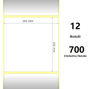White 102x102mm, 700 Et/Rotolo Z-1000D,4x4x1 Core ,12 Rolls