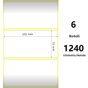 White 102x51mm, 1240 Et/Rotolo Z-2000D 4x2x 1 Core,circonferenza 106mm