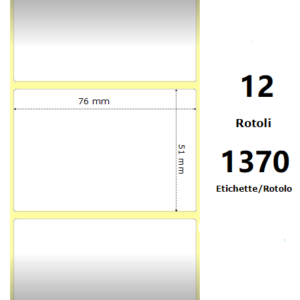 White 76x51mm, 1370 Et/Rotolo Z-2000D, 3x2x1 Core, 12 Rolls