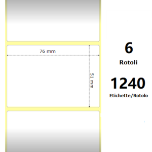 White 76x51mm,1240 Et/Rotolo Z-4000D, 3x2x1 Core, 6 Rolls