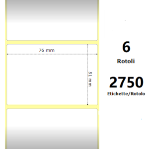 White 76x51mm, 2750 Et/Rotolo Z-2000D 3x2x3 Core,circonferenza 174mm