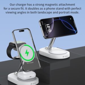 Supporto Magnetico e carica wireless 15 Watt per smartphone apple watch e AirPods