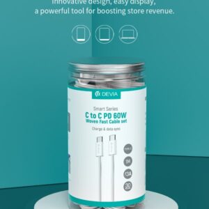 Set Cavi in Barattolo USB-C a USB-C PD 60W Intrecciati Fast Charge (30 pezzi, 1 m, 3A)