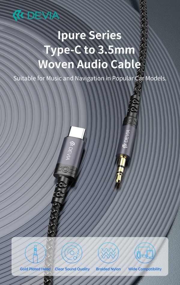 Cavo Audio da Tipo-C a Jack 3.5mm lunghezza 1 mt