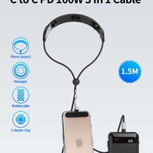 Cavo PD 100W Tipo-C con Massaggiatore e tracolla portatelefono