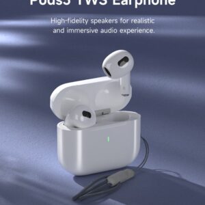 Auricolari Airbuds Pods3 TWS EM410 BT 5.3 Carica Wireless Bianchi