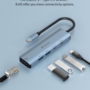 HUB 5 in 1 da tipo C a USB*2+tipo C+PD 100 W+RJ45 serie Leopard