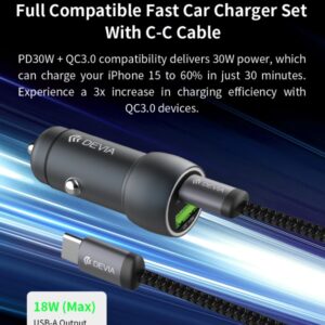 Caricabatterie per auto Super veloce ​​Serie PD30W+QC3.0-18 W con cavo C-C