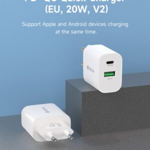 Carica batteria 2 uscite rapido PD+QC Usb-C + Usb-A 20 Watt