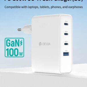 Carica batterie PD da 100 Watt GaN 3 uscite Tipo-C e una Usb A