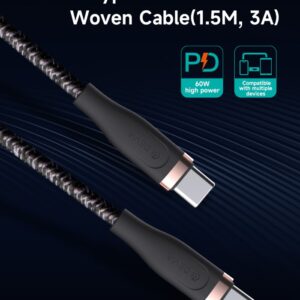 Cavo Intrecciato da C a C 60W 3A, 1,5 Metri Nero