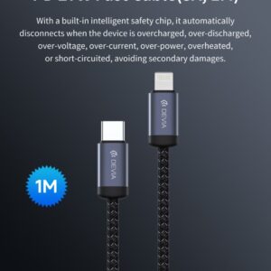 Cavo Devia da Tipo-C a Lightning PD 27W Alta velocita 1 Metr