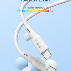Cavo in silicone Pro3 da Tipo C a C PD60W 3A 60W 1,2M Bianco