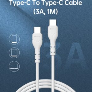 Kintone Cavo da Tipo-C a Tipo-C 5V 3A 1Mt Carica e dati Bianco
