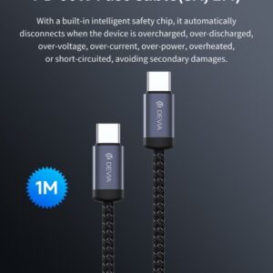 Cavo Devia da Tipo-C a Tipo-C PD 60W Alta velocita 1 Metro