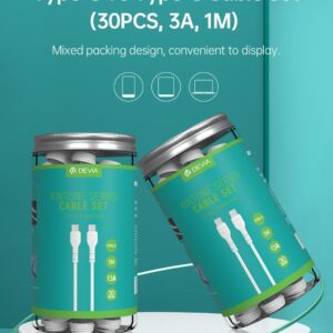 30 Cavi bulk in Barattolo da Tipo-C a Tipo-C 5V 3A 1Mt