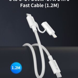 Cavo carica rapida da C a C + Lightning  PD 60W 3A 1,2 Metri Nero