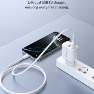 Caricabatterie 2.4A 2 Uscite USB-A 5V 12 Watt Bianco
