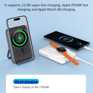 Power bank Magnetico con supporto anche per Apple Watch 22,5W 10.000 mAh Nero