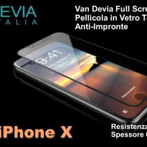 Pellicola vetro temperato Anti Imp Full Screen iPhone X Nera