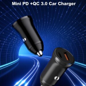 Carica da Auto Super Rapido Slim PD+QC3 30W. 2 Out A+C Nero
