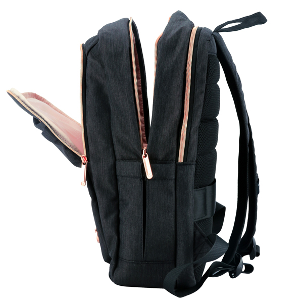 Zaino per pc Katy Rose - notebook 15,6 - nero - cerniera rose gold - Swiss - Image 4