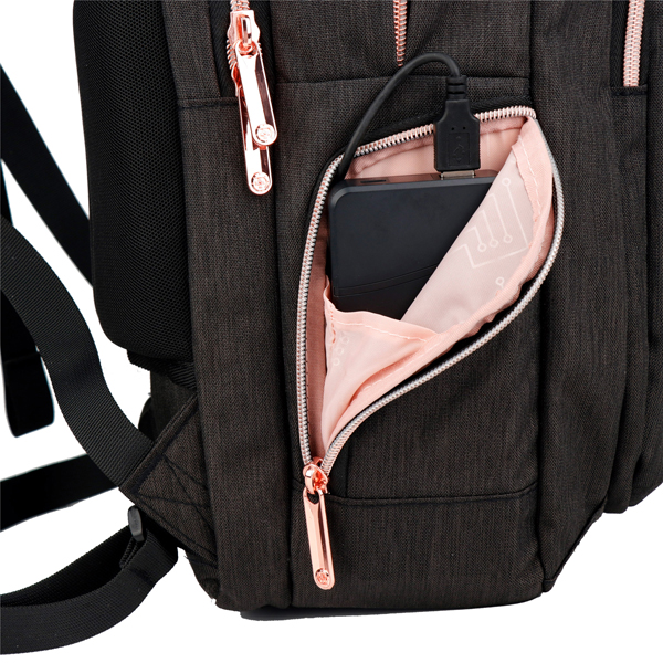 Zaino per pc Katy Rose - notebook 15,6 - nero - cerniera rose gold - Swiss - Image 7