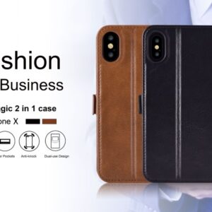 Cover in Pelle con Porta Documenti Magic per iPhone X Nera