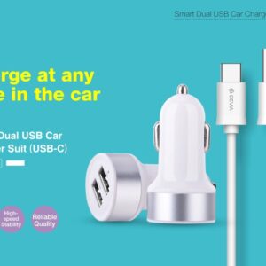 Suit Carica Auto 2 Out 3.1A e Cavo USB Tipo-C Dati e Carica