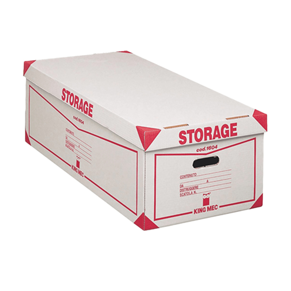 Scatola Storage - con coperchio - 38,5x26,4x75,5 cm - bianco e rosso - 1604 Esselte Dox