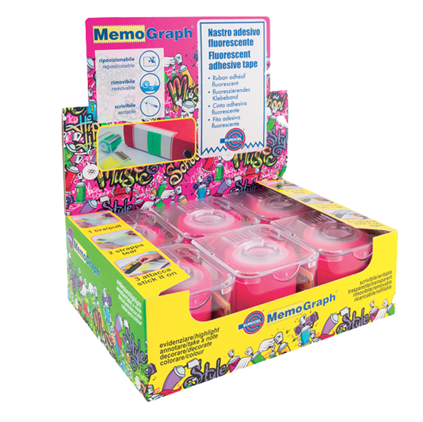 Nastro adesivo Memograph con dispenser - 5 cm x 10 m - rosa - Eurocel - Image 2