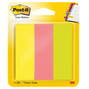 Segnapagina Post it  in carta - 671-3 - 25 x 76 mm - 3 colori Neon - Post it  - conf. 300 pezzi