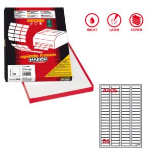 Etichette adesive A/405 - in carta - angoli arrotondati - permanenti - 46 x 11,1 mm - 84 et/fg - 100 fogli - bianco - Markin