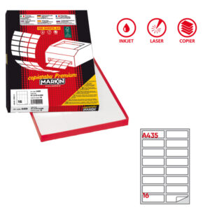 Etichette adesive A/435 - in carta - permanenti - 99,1 x 34 mm - 16 et/fg - 100 fogli - bianco - Markin