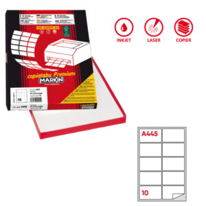 Etichette adesive A/445 - in carta - permanenti - 99,6 x 57 mm - 10 et/fg - 100 fogli - bianco - Markin