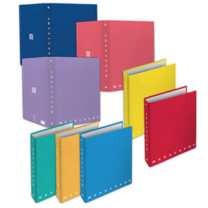 Raccoglitore Monocromo - 4 anelli tondi 25 mm - dorso 3 cm - 18,5x22 cm - colori assortiti - Pigna
