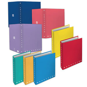 Raccoglitore Monocromo - 4 anelli tondi 30 mm - 26x32 cm - dorso 4 cm - colori assortiti - Pigna