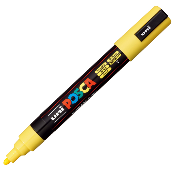 Marcatore a base d'acqua Uni Posca PC5M - punta tonda media da 1,8mm a 2,5mm - giallo - Uni Mitsubishi