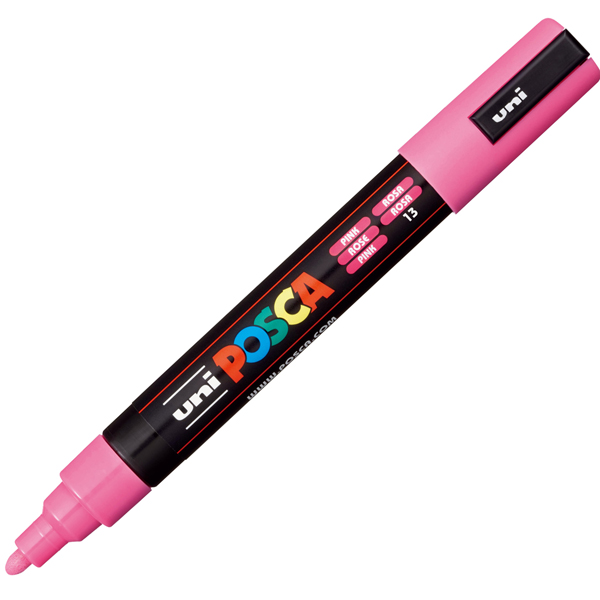 Marcatore a base d'acqua Uni Posca PC5M - punta tonda media da 1,8mm a 2,5mm - rosa - Uni Mitsubishi
