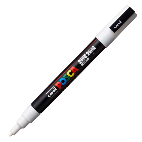 Marcatore a base d'acqua Uni Posca PC3M - punta fine da 0,9mm a 1,3mm - bianco - Uni Mitsubishi