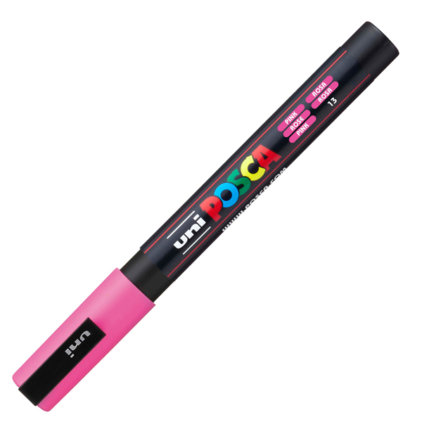 Marcatore a base d'acqua Uni Posca PC3M - punta fine da 0,9mm a 1,3mm - rosa - Uni Mitsubishi - Image 2
