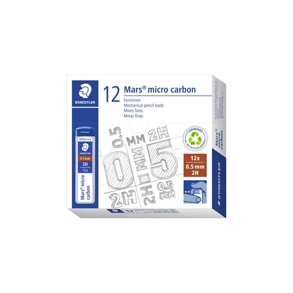 Astuccio 12 Mine Mars Micro - mina 0,5mm - gradazione 2H - Staedtler - conf. 12 astucci - Image 2