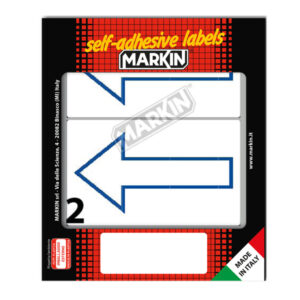 Etichette adesive simbolo freccia blu (alto) - in carta - permanenti - 115 x 70 mm - 2 et/fg - 10 fogli - bianco - Markin