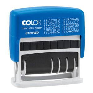 Timbro Mini Info Dater S120/WD Datario + Polinomio - 12 diciture 4 mm - autoinchiostrante - Colop