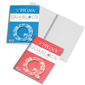 Blocco spiralato Quablock Original - 22x29,7mm - 1 rigo - 120 fogli - 80gr - 4 fori - Pigna