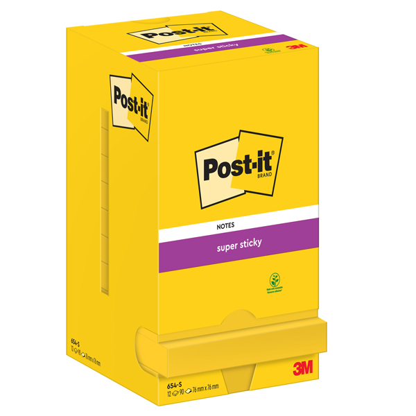 Blocco foglietti Post it Super Sticky - 654-S - 76 x 76 mm - giallo oro - 90 fogli - Post it - Image 2